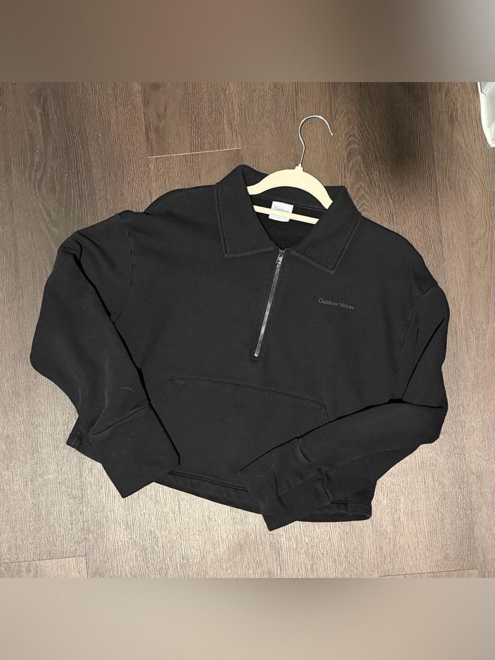 Outdoor Voices Black Half-Zip Collared Pullover Sweater